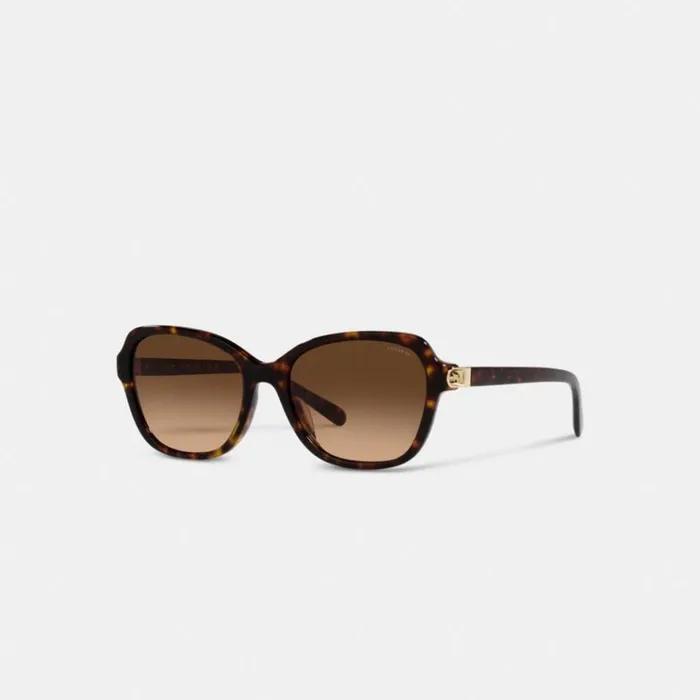 Women Eyewear Coach Hinged Horse And Carriage Square Sunglasses Dark Tortoise