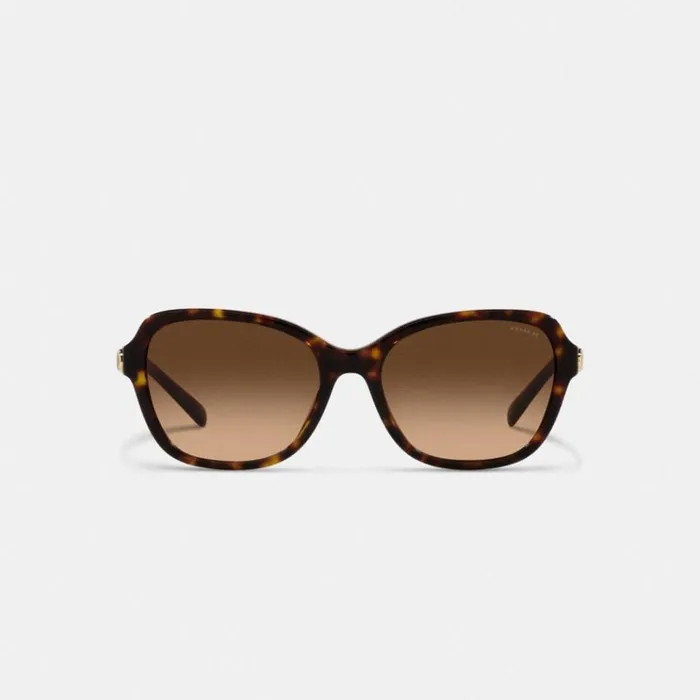 Women Eyewear Coach Hinged Horse And Carriage Square Sunglasses Dark Tortoise Women Eyewear Coach Hinged Horse And Carriage Square Sunglasses Dark Tortoise