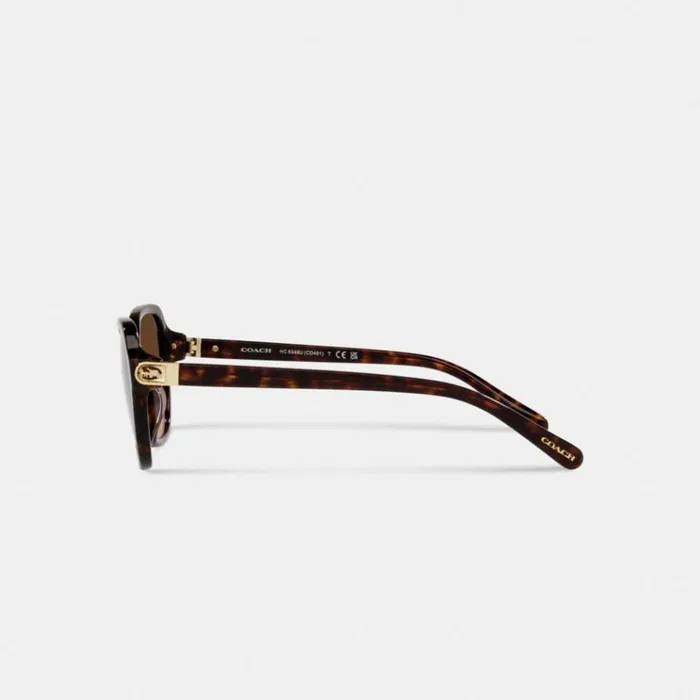 Women Eyewear Coach Hinged Horse And Carriage Square Sunglasses Dark Tortoise Women Eyewear Coach Hinged Horse And Carriage Square Sunglasses Dark Tortoise