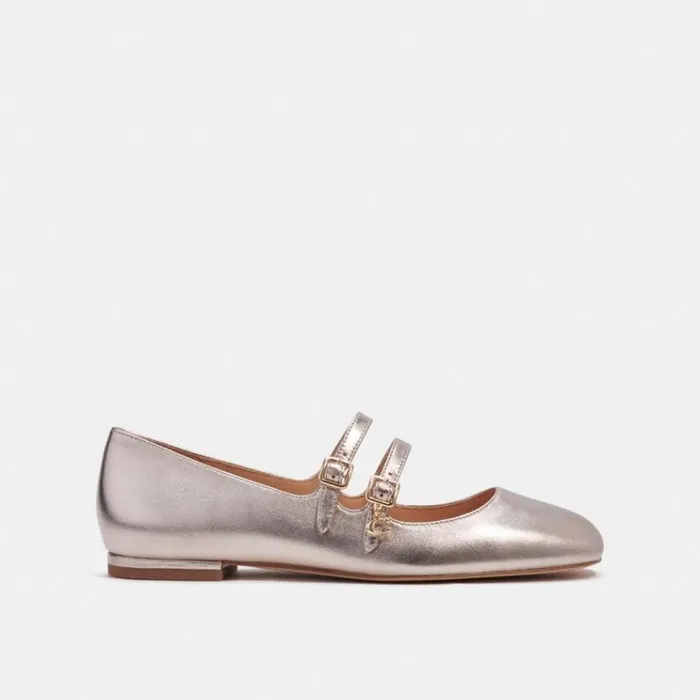Women Flats and Loafers Coach Whitley Mary Jane Platinum Champagne