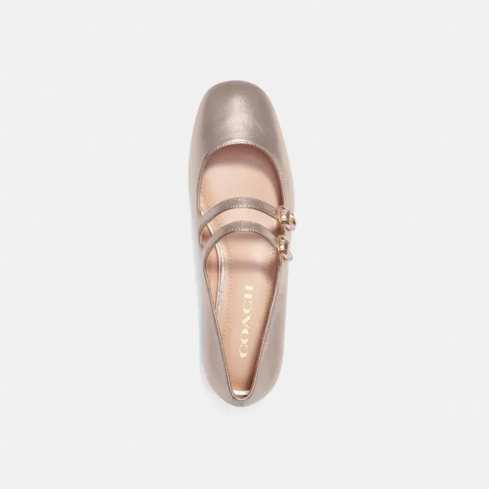 Women Flats and Loafers Coach Whitley Mary Jane Platinum Champagne