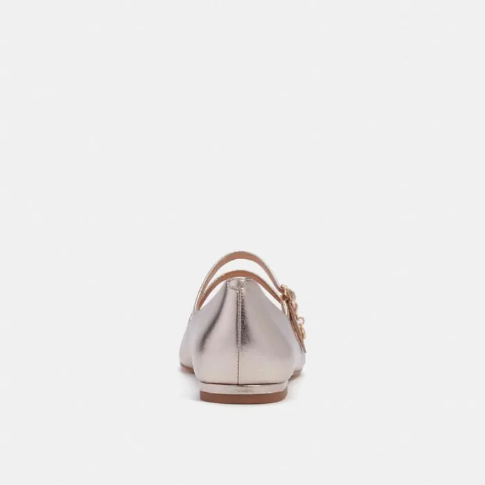 Women Flats and Loafers Coach Whitley Mary Jane Platinum Champagne