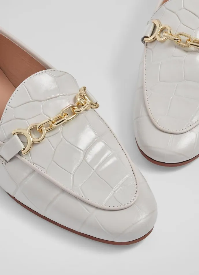 Women Flats LKBennett Adalynn White Leather Snaffle Loafers White Women Flats LKBennett Adalynn White Leather Snaffle Loafers White