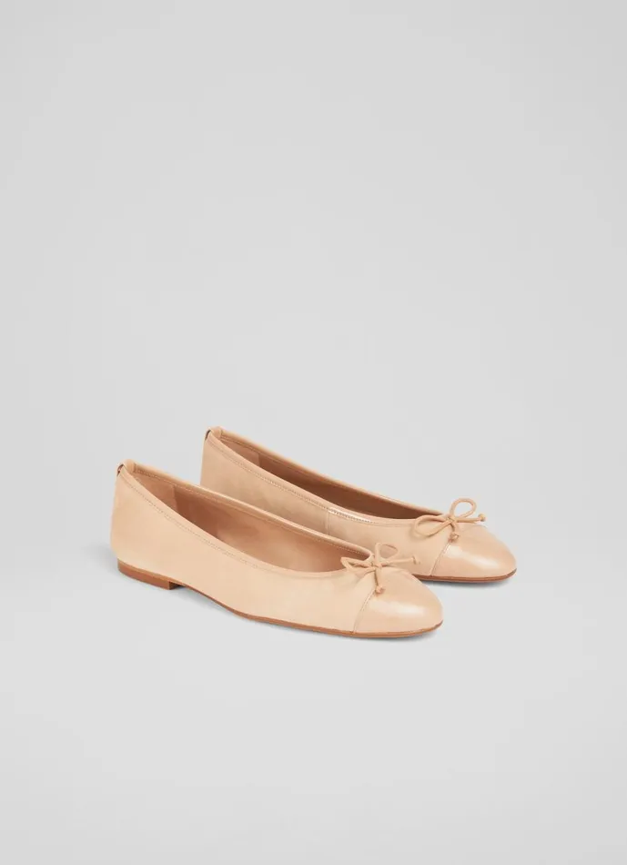 Women Flats LKBennett Kara Beige Suede And Patent Toe Cap Ballet Flats Almond Women Flats LKBennett Kara Beige Suede And Patent Toe Cap Ballet Flats Almond