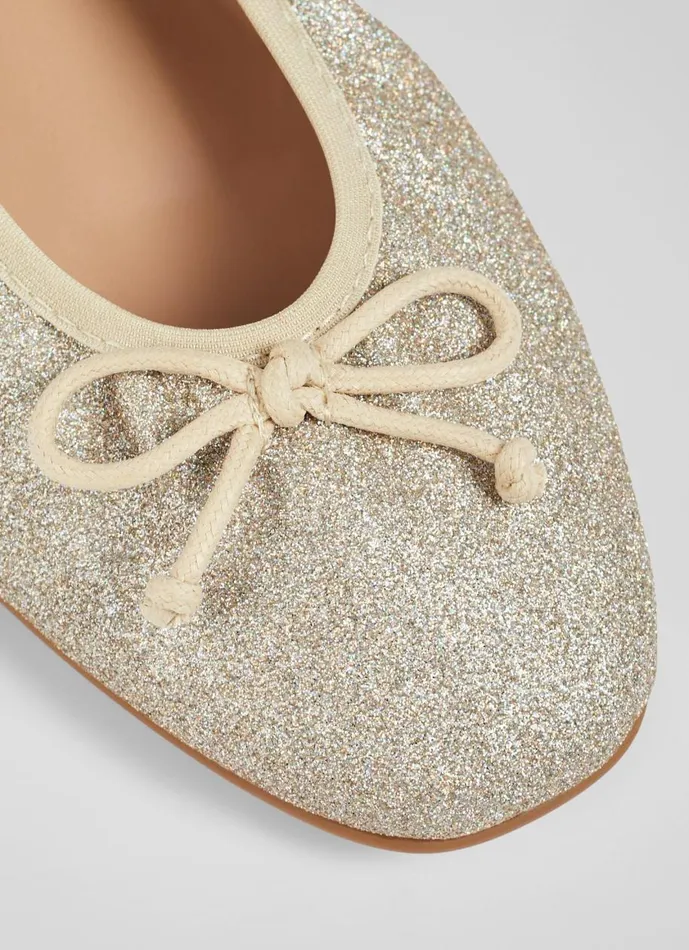 Women Flats LKBennett Trilly Gold Glitter Ballet Pumps Metallic Women Flats LKBennett Trilly Gold Glitter Ballet Pumps Metallic