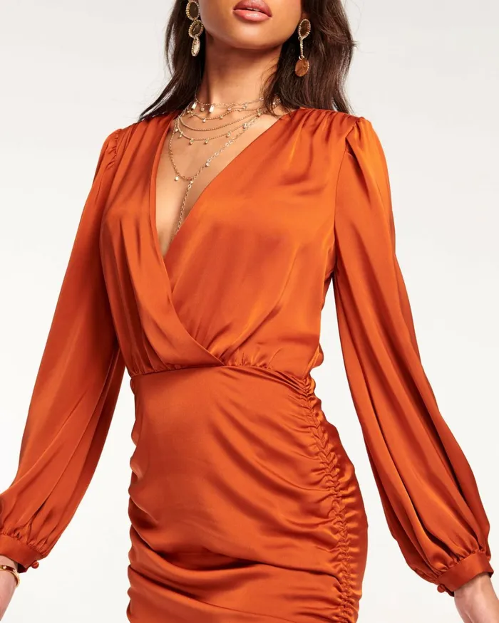 Women Foxy Ruched Mini Dress Navy Ramy Brook Dresses