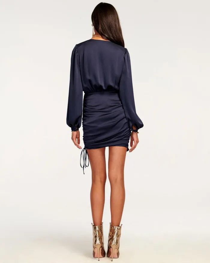Women Foxy Ruched Mini Dress Navy Ramy Brook Dresses