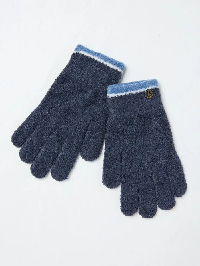 Women Gloves Fat Face Navy Chenille Gloves
