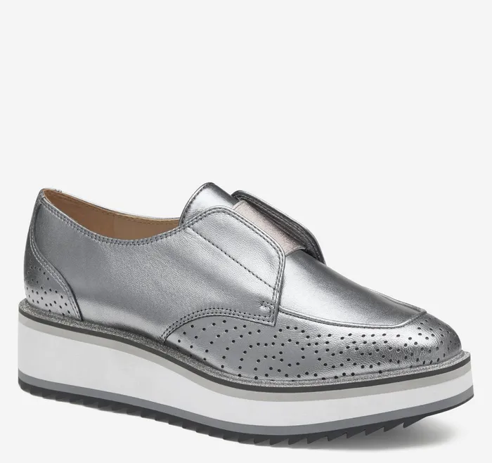 Women Gracelyn Gore Oxford Pewter Metallic Italian Sheepskin JohnstonandMurphy Mules and Loafers Women Gracelyn Gore Oxford Pewter Metallic Italian Sheepskin JohnstonandMurphy Mules and Loafers