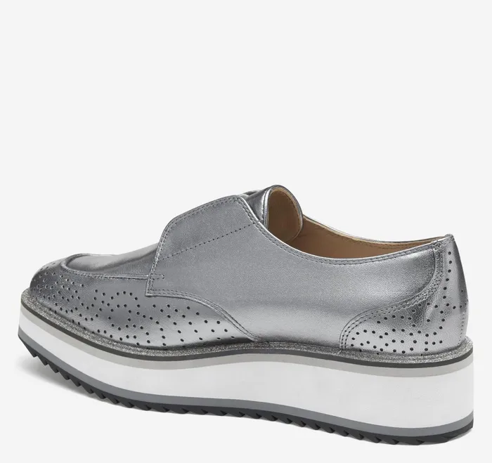 Women Gracelyn Gore Oxford Pewter Metallic Italian Sheepskin JohnstonandMurphy Mules and Loafers Women Gracelyn Gore Oxford Pewter Metallic Italian Sheepskin JohnstonandMurphy Mules and Loafers