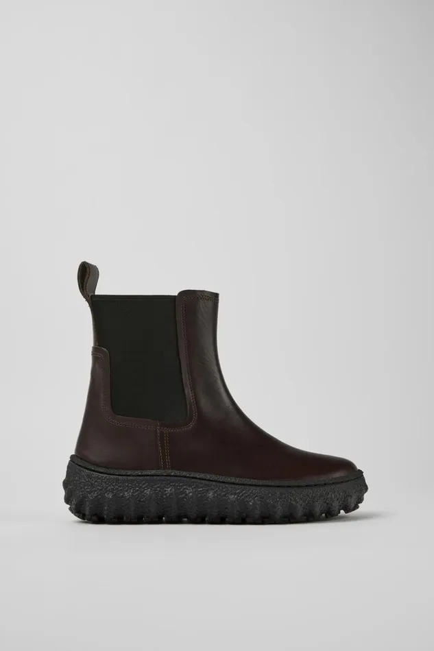 Women Ground MICHELIN Dark Brown Leather Ankle Boots Camper Ankle Boots Women Ground MICHELIN Dark Brown Leather Ankle Boots Camper Ankle Boots