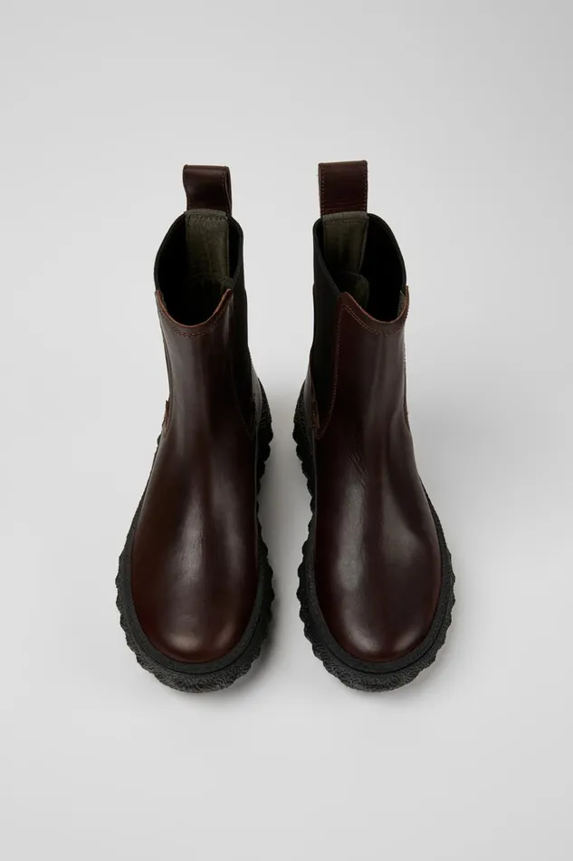 Women Ground MICHELIN Dark Brown Leather Ankle Boots Camper Ankle Boots Women Ground MICHELIN Dark Brown Leather Ankle Boots Camper Ankle Boots