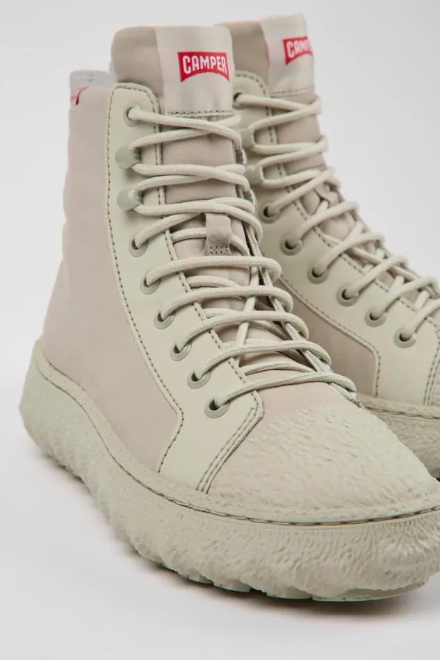 Women Ground PrimaLoft MICHELIN Light Gray Textile And Leather Ankle Boots Camper Ankle Boots