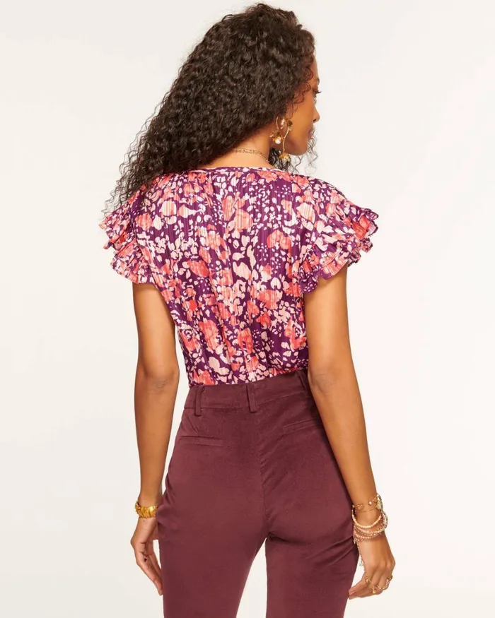 Women Hadley Flutter Sleeve Blouse Cabernet Dot Ramy Brook Tops Women Hadley Flutter Sleeve Blouse Cabernet Dot Ramy Brook Tops