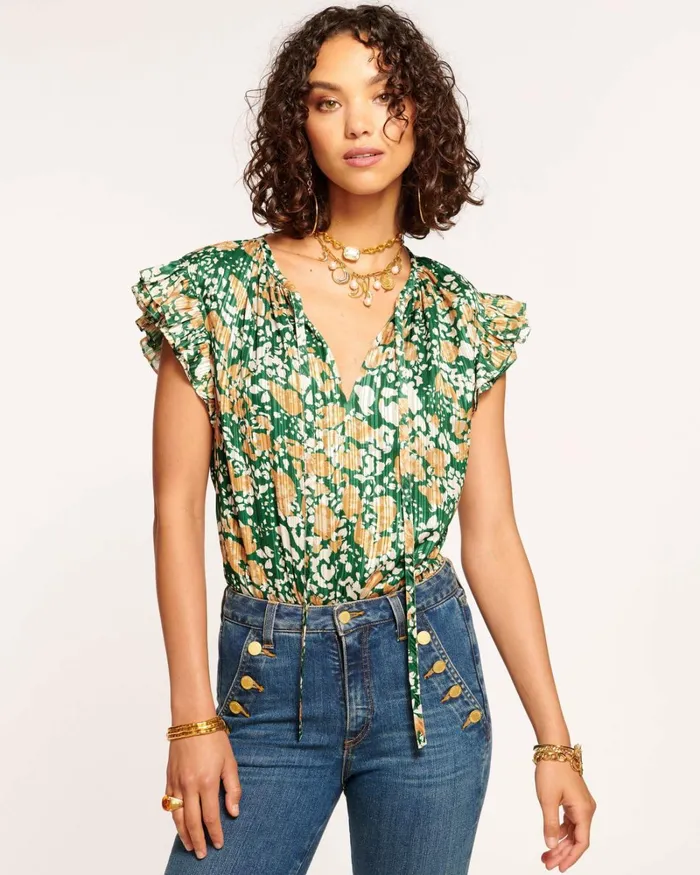 Women Hadley Flutter Sleeve Blouse Cabernet Dot Ramy Brook Tops Women Hadley Flutter Sleeve Blouse Cabernet Dot Ramy Brook Tops