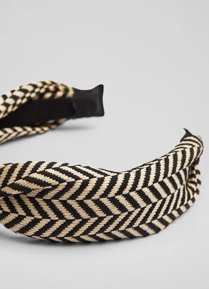 Women Hair Accessories LKBennett Carilla Black And White Chevron Fabric Hairband Women Hair Accessories LKBennett Carilla Black And White Chevron Fabric Hairband