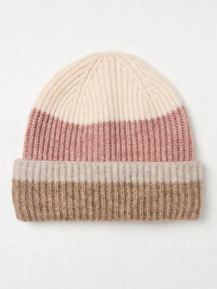 Women Hats Fat Face Natural Colourblock Beanie