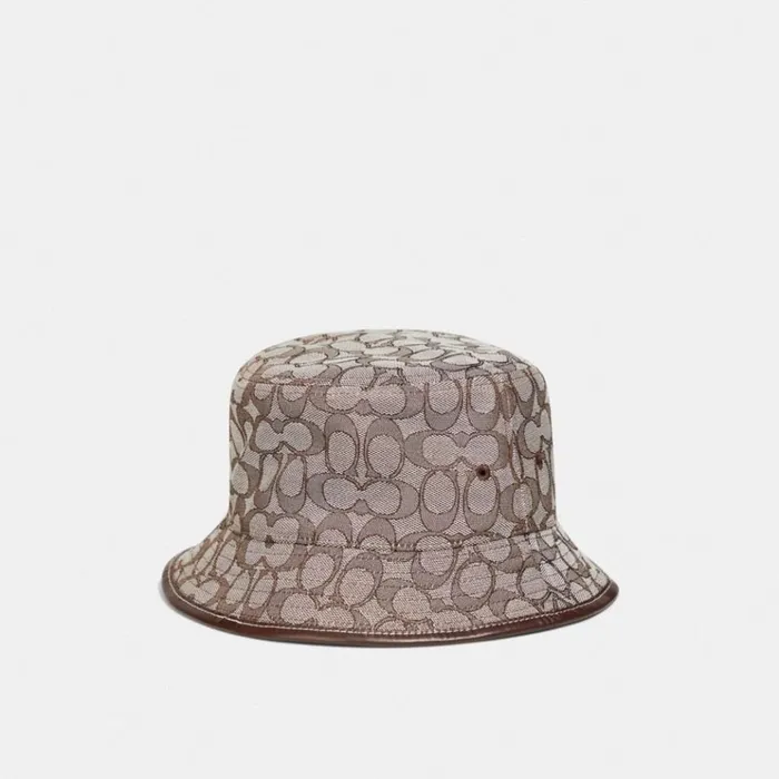 Women Hats Scarves and Gloves Coach Signature Jacquard Bucket Hat In Organic Cotton And Recycled Polyester Stone 1941 Saddle Women Hats Scarves and Gloves Coach Signature Jacquard Bucket Hat In Organic Cotton And Recycled Polyester Stone 1941 Saddle