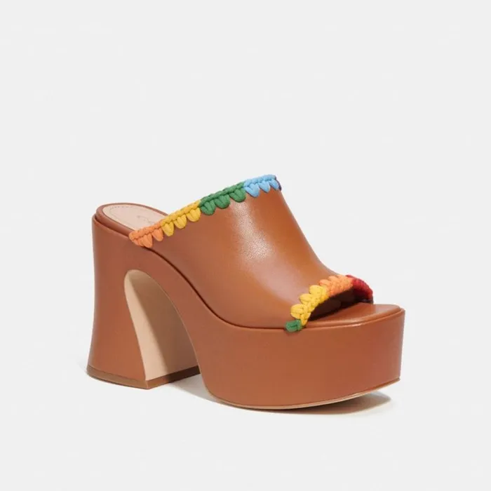 Women Heels Coach Bobi Platform Sandal With Rainbow Crochet Burnished Amberrainbow Women Heels Coach Bobi Platform Sandal With Rainbow Crochet Burnished Amberrainbow