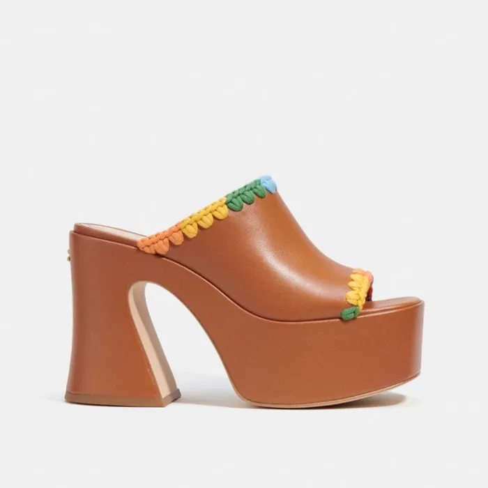 Women Heels Coach Bobi Platform Sandal With Rainbow Crochet Burnished Amberrainbow Women Heels Coach Bobi Platform Sandal With Rainbow Crochet Burnished Amberrainbow