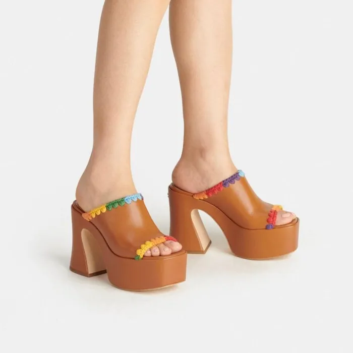 Women Heels Coach Bobi Platform Sandal With Rainbow Crochet Burnished Amberrainbow Women Heels Coach Bobi Platform Sandal With Rainbow Crochet Burnished Amberrainbow