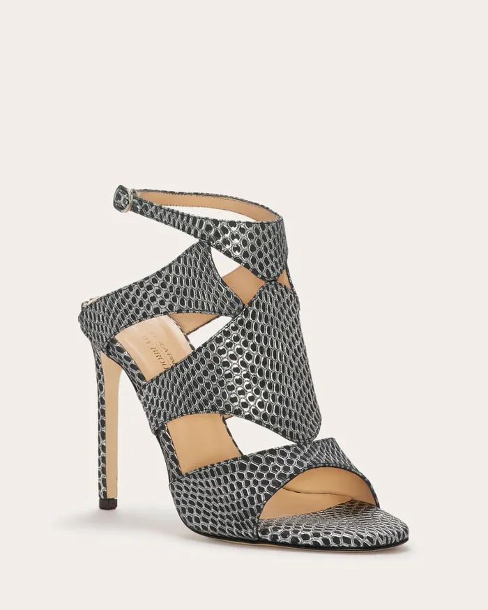 Women Huzar Cutout Sandals Gunmetal Snake Ramy Brook Shoes