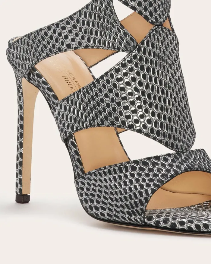 Women Huzar Cutout Sandals Gunmetal Snake Ramy Brook Shoes