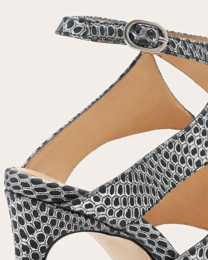 Women Huzar Cutout Sandals Gunmetal Snake Ramy Brook Shoes