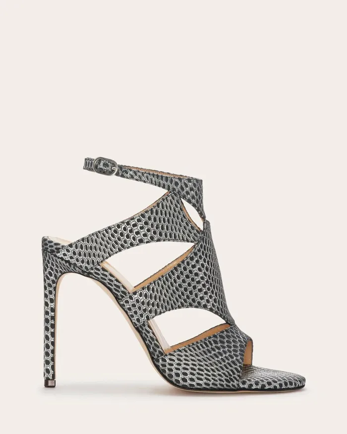Women Huzar Cutout Sandals Gunmetal Snake Ramy Brook Shoes