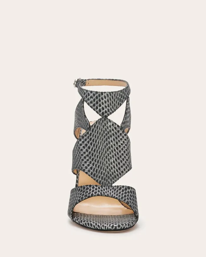 Women Huzar Cutout Sandals Gunmetal Snake Ramy Brook Shoes