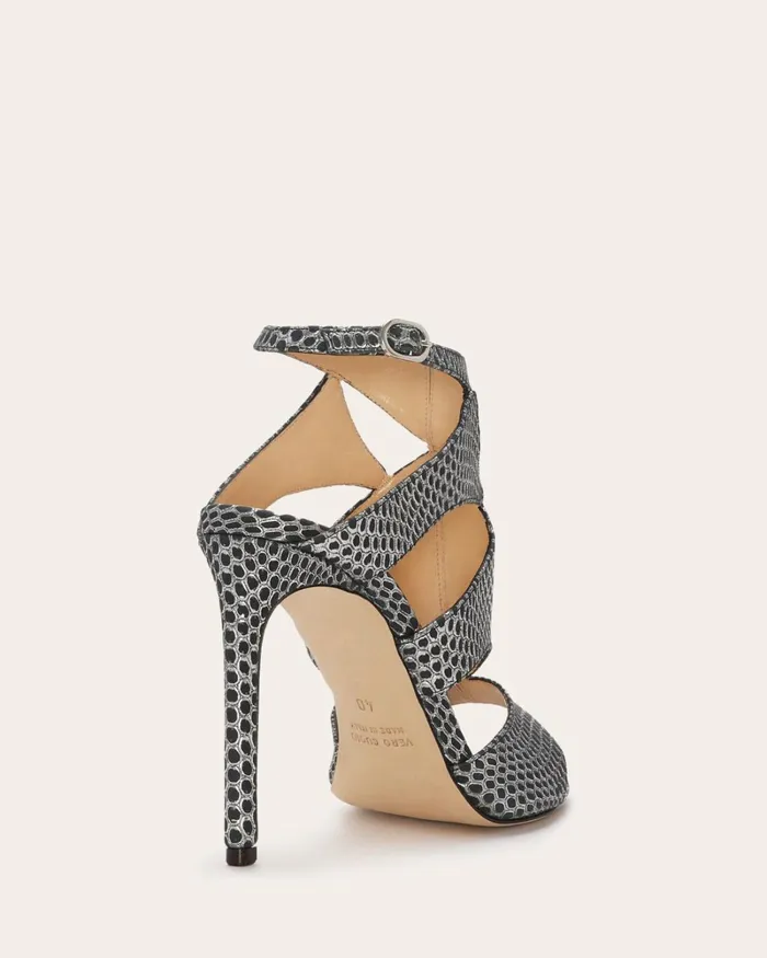 Women Huzar Cutout Sandals Gunmetal Snake Ramy Brook Shoes