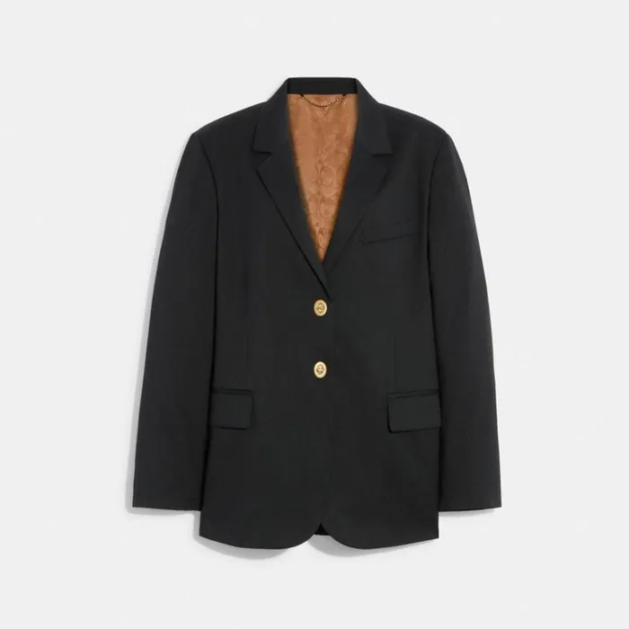 Women Jackets and Outerwear Coach Relaxed Blazer With Signature Lining Black