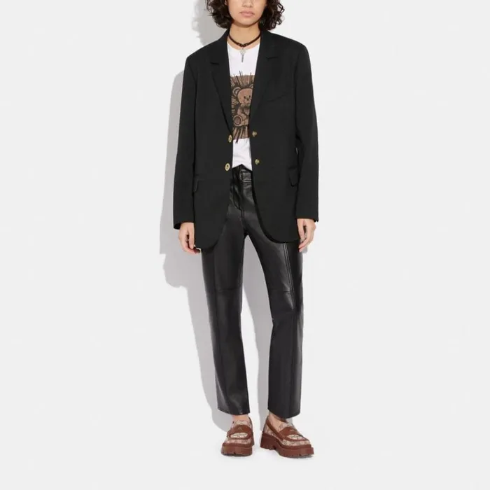 Women Jackets and Outerwear Coach Relaxed Blazer With Signature Lining Black Women Jackets and Outerwear Coach Relaxed Blazer With Signature Lining Black