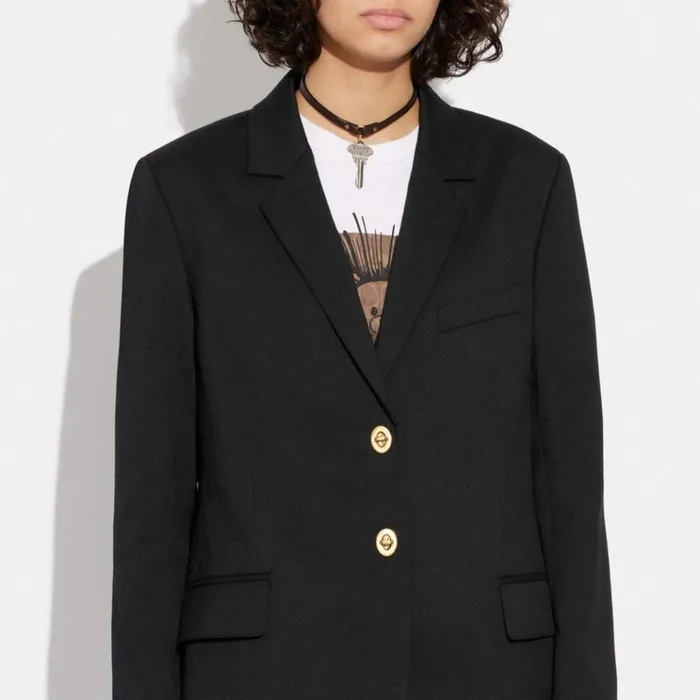 Women Jackets and Outerwear Coach Relaxed Blazer With Signature Lining Black Women Jackets and Outerwear Coach Relaxed Blazer With Signature Lining Black