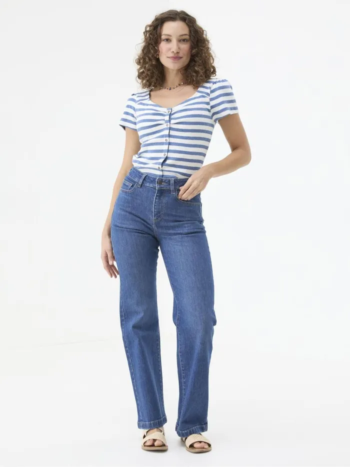 Women Jeans Fat Face Elise Indigo Blue Wide Leg Jeans