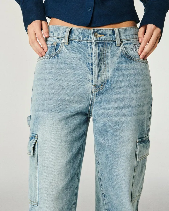 Women Jeans From Future Wide Jeans Light Blue