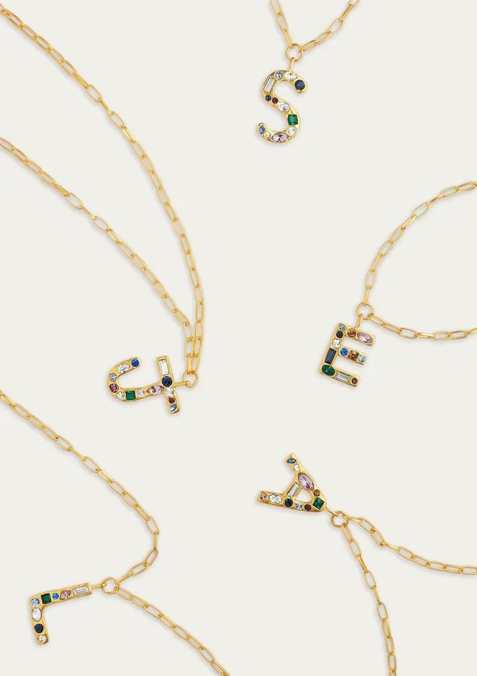 Women Jewel Letter Necklace Gold Ramy Brook Jewelry