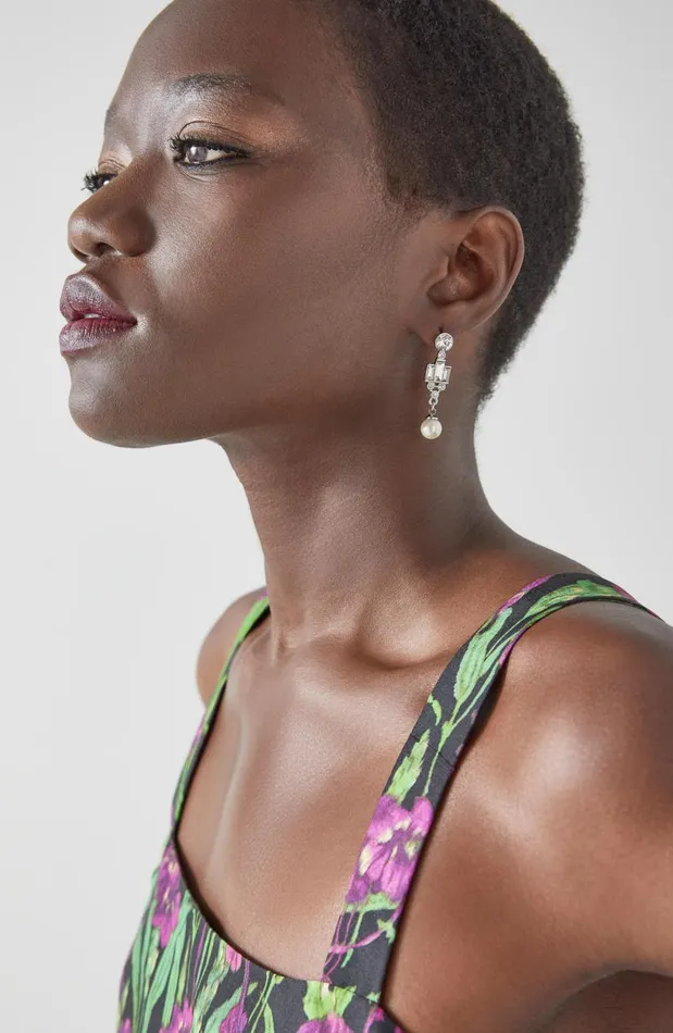 Women Jewellery LKBennett Kiara Crystal And Pearl Art DecoStyle Earrings