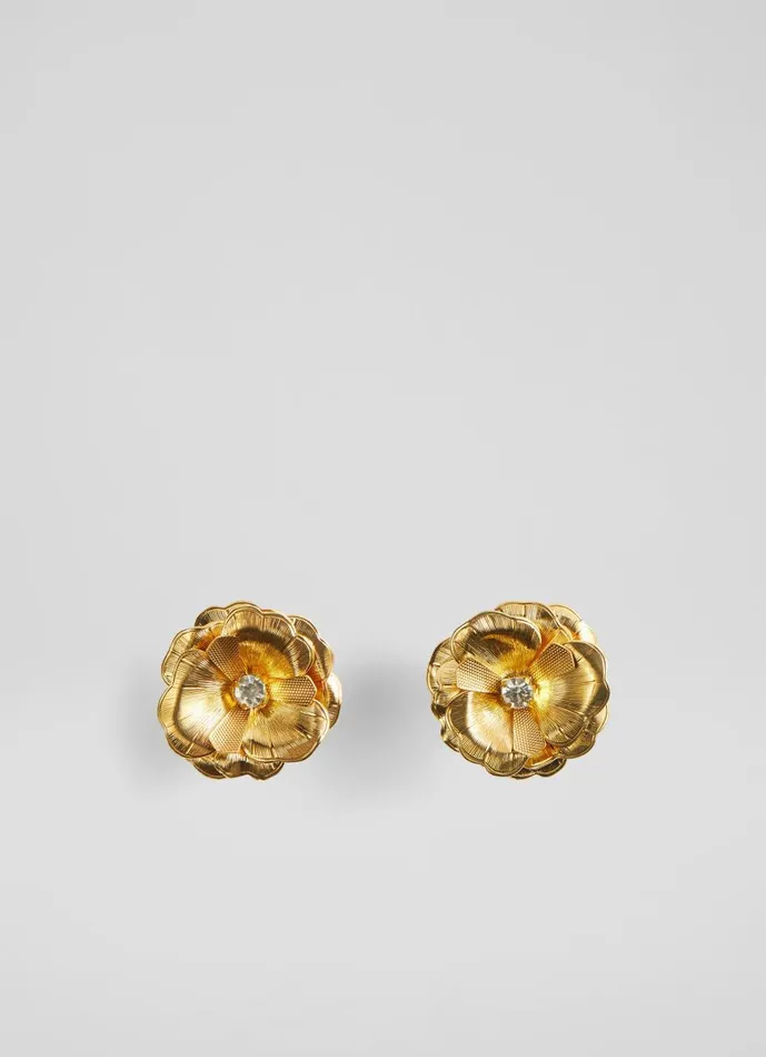 Women Jewellery LKBennett Rose Crystal And Gold Flower Earrings Women Jewellery LKBennett Rose Crystal And Gold Flower Earrings