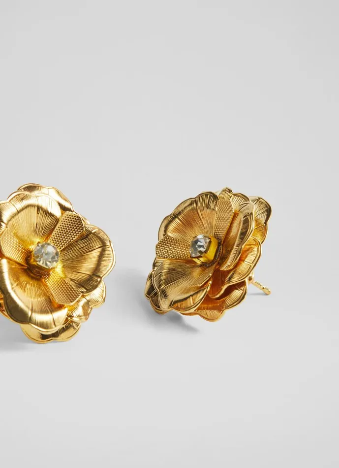 Women Jewellery LKBennett Rose Crystal And Gold Flower Earrings Women Jewellery LKBennett Rose Crystal And Gold Flower Earrings