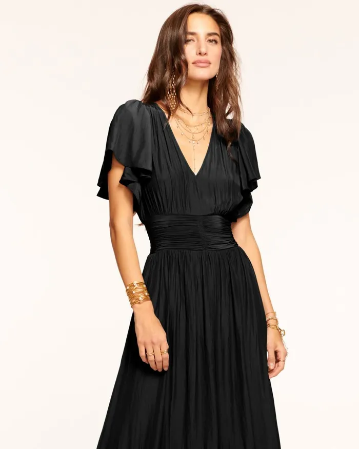 Women Joanie Short Sleeve Maxi Dress Black Ramy Brook Dresses