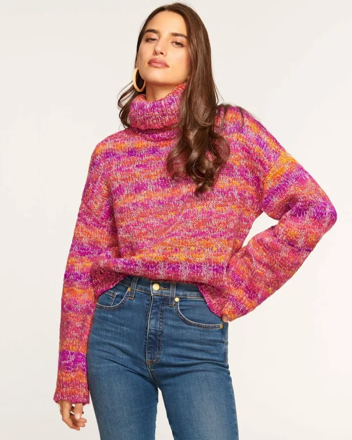 Women Juliette Turtleneck Sweater Cabernet Spacedye Ramy Brook Tops