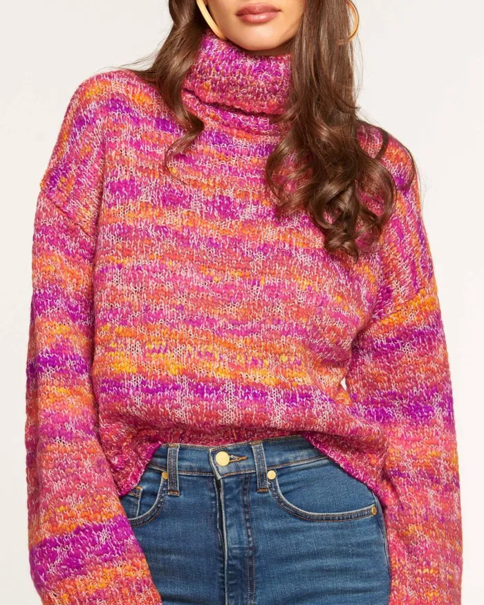Women Juliette Turtleneck Sweater Cabernet Spacedye Ramy Brook Tops Women Juliette Turtleneck Sweater Cabernet Spacedye Ramy Brook Tops