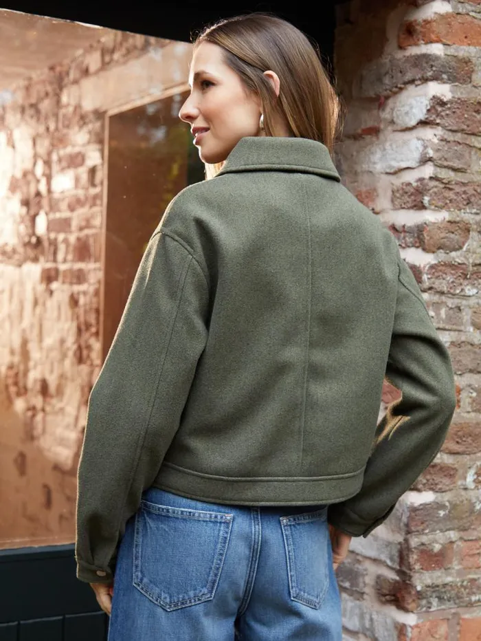 Women Khaki Faux Wool Collared Harrington Jacket Threadbare Jackets Women Khaki Faux Wool Collared Harrington Jacket Threadbare Jackets