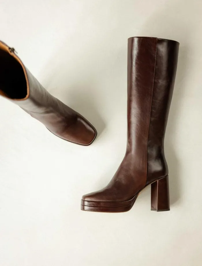 Women Knee High Boots Bobbies Millie Irish Coffee
