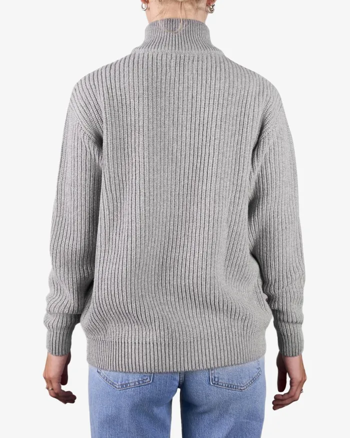 Women Knit Sweaters Colorful Standard Merino Quarter Zip Lava Grey