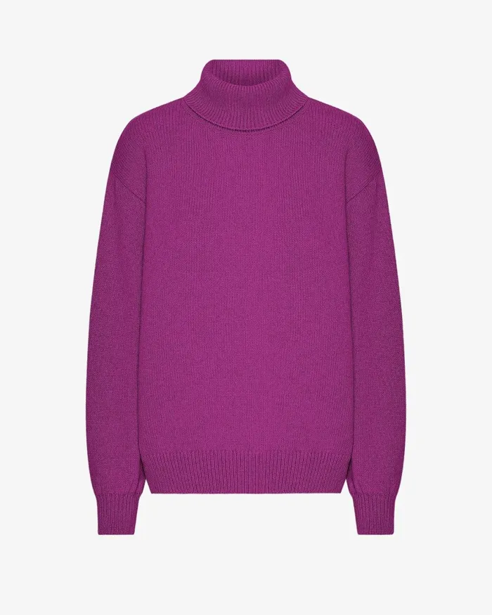 Women Knit Sweaters Colorful Standard Merino Wool Turtleneck Magenta Blaze
