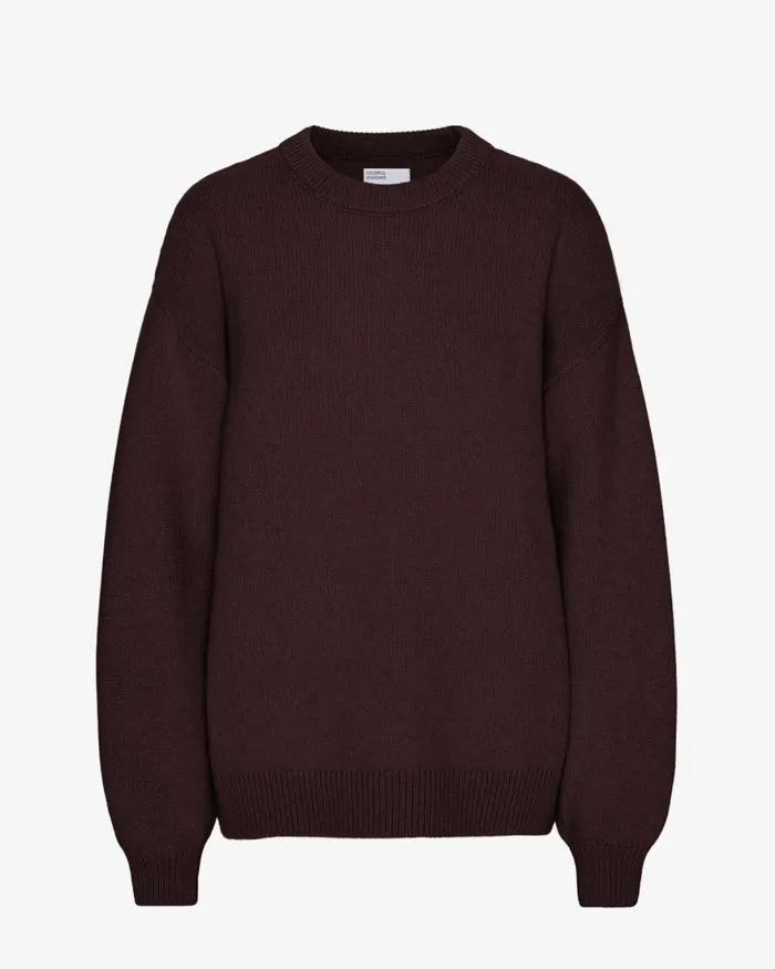 Women Knit Sweaters Colorful Standard Oversized Merino Wool Crew Oxblood Red
