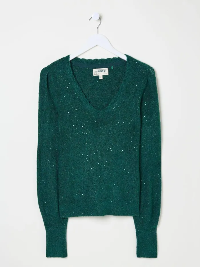 Women Knitwear Fat Face Teal Green Jasmine Jumper