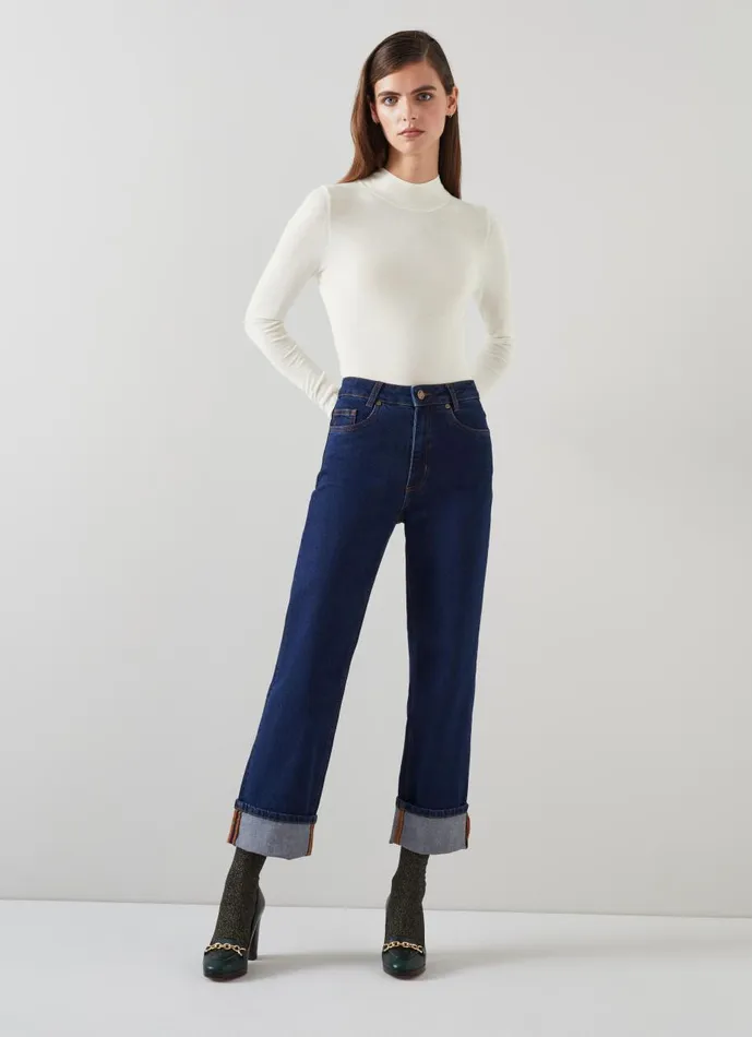 Women Knitwear LKBennett Ellie Cream Sustainably Sourced Merino Turtle Neck Jumper Cream